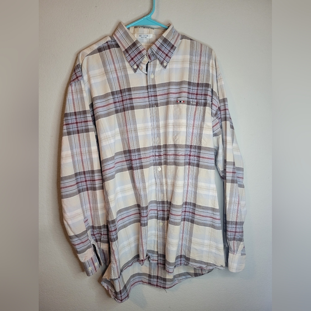 Cream and Brown Long Sleeve Tee Shirt
